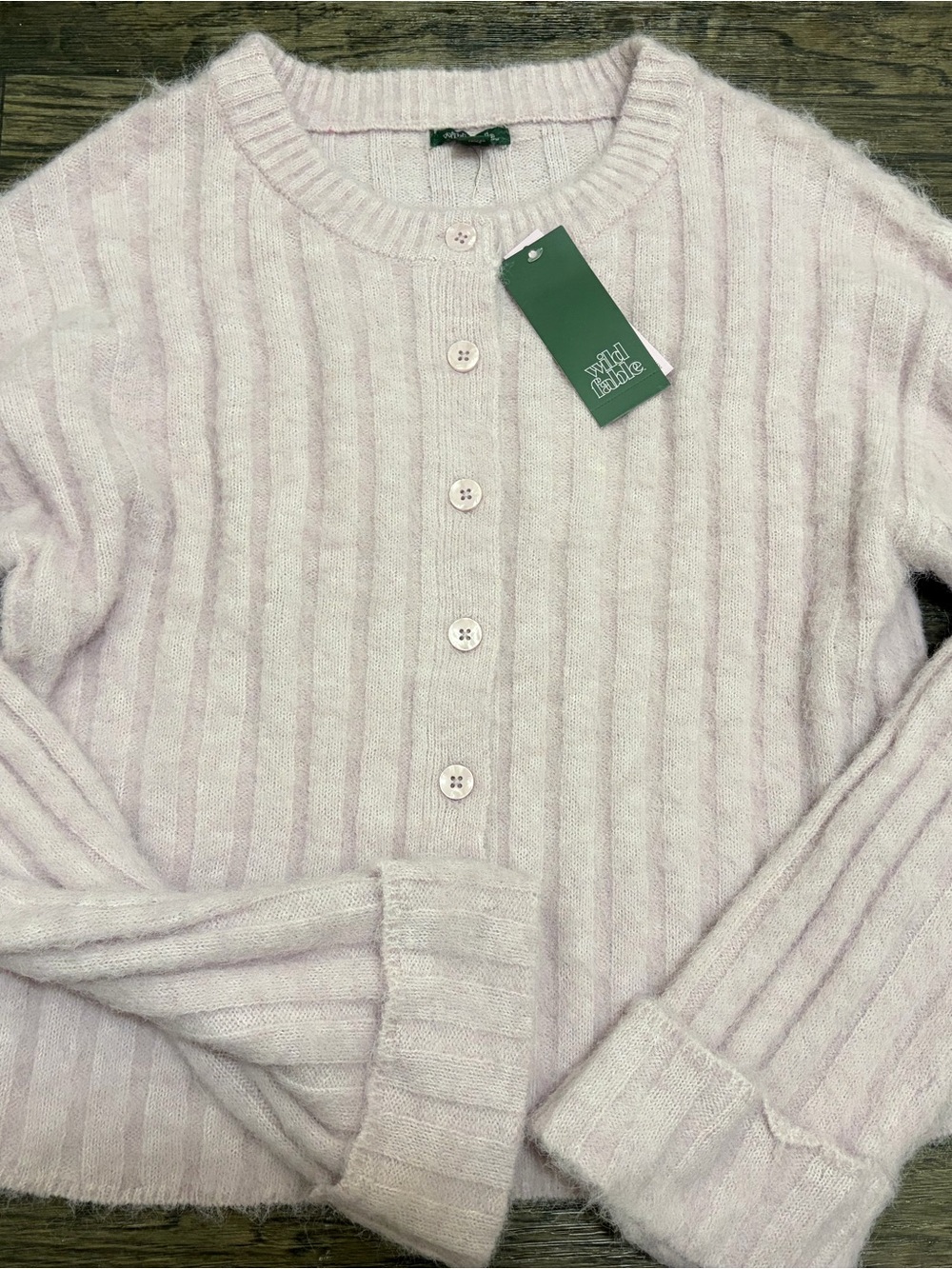 Wild Fable Pale Purple Ribbed Button-Up Sweater
